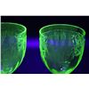 Image 2 : (2) Uranium Glass Cameo Pattern Wine Glasses - One Has Flea Bite On Rim