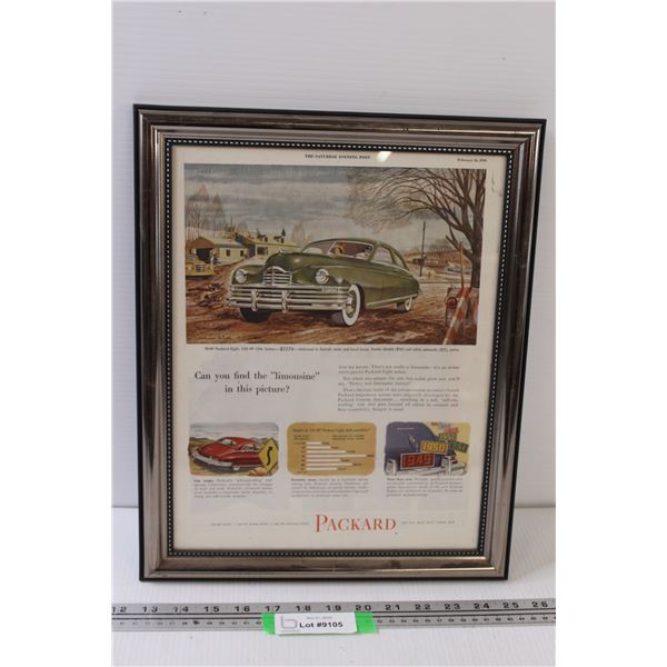 Packard Cars Advertisement Picture in Frame - 13" x 16"