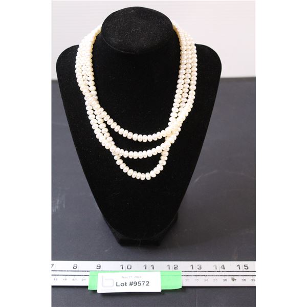 Three Strand Pearl Necklace - Not Authenticated