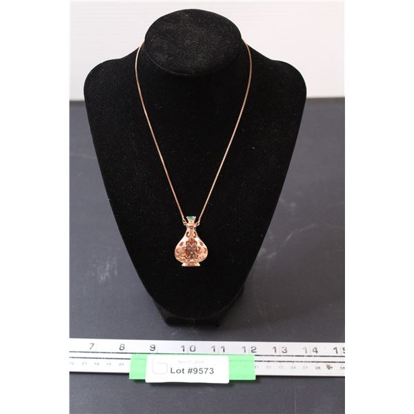 Jeweled Pendant Perfume Bottle Necklace  - Not Authenticated