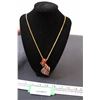 Image 1 : Hand Crafted Glass Pendant Necklace w/Gold Plated Chain - Not Authenticated