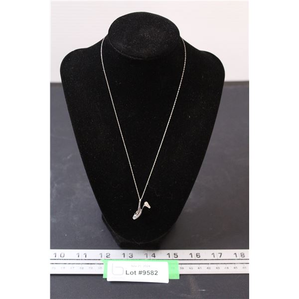 ^ 10K White Gold Slipper Pendant Necklace - Not Authenticated