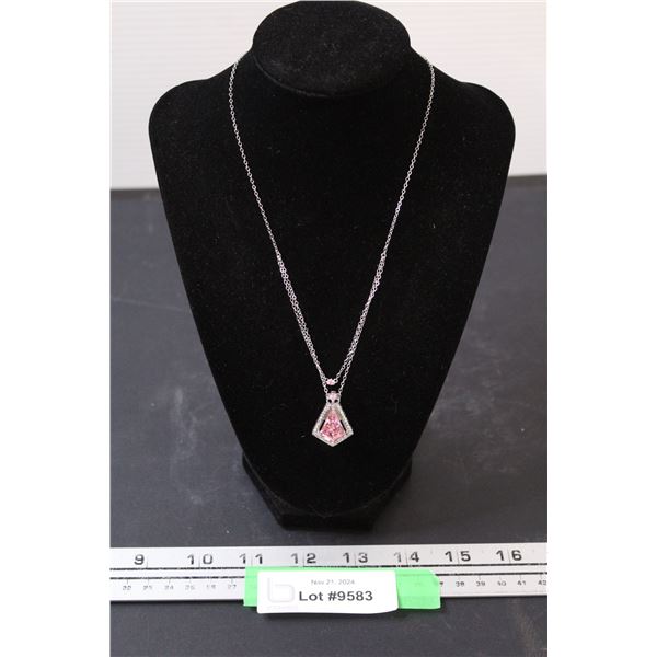 ^ Diamond Sapphire 10K White Gold Necklace - Not Authenticated