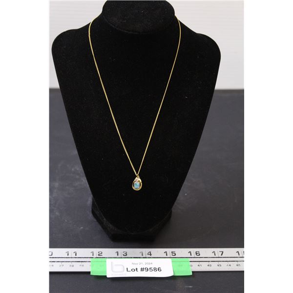 Gemstone w/Gold Plated Necklace - Not Authenticated