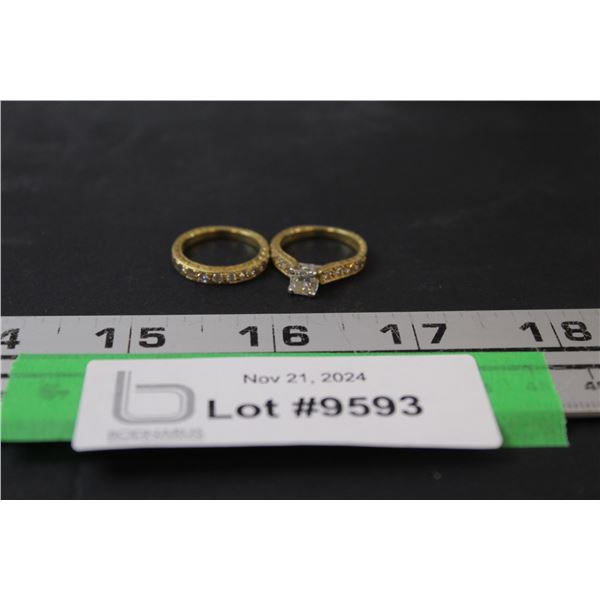 ^ Wedding Ring Set - 19K Gold - Size ? - Not Authenticated