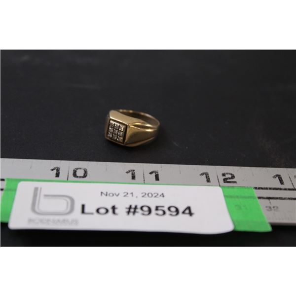 ^ Men's Nine Diamond Gold Ring - Size ? - Not Authenticated