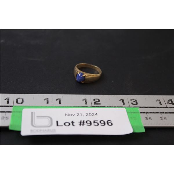 ^ Men's 10K Gold Ring w/Sapphire Stone - Size ? - Not Authenticated