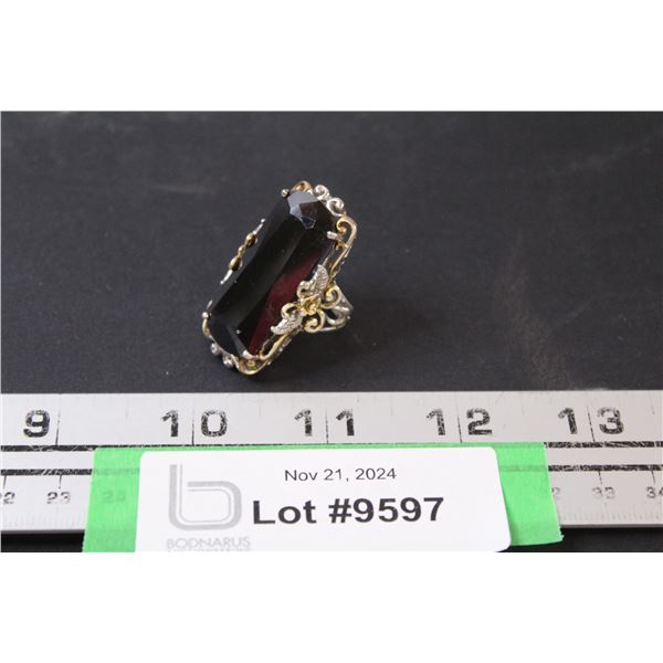 ^ Sterling Silver w/Black Onyx Ring - Size ? - Not Authenticated