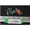 Image 1 : (2) Brooches: Christmas Poinsettia & Leaf - Not Authenticated