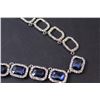 Image 2 : Blue Stone & Rhinestone Necklace (Has Broken Connector) - Not Authenticated