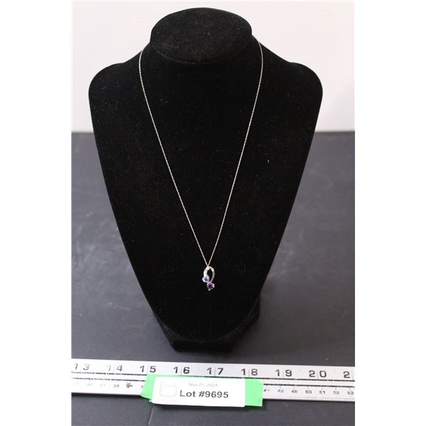 ^ 10K White Gold Jeweled Pendant Necklace - Not Authenticated