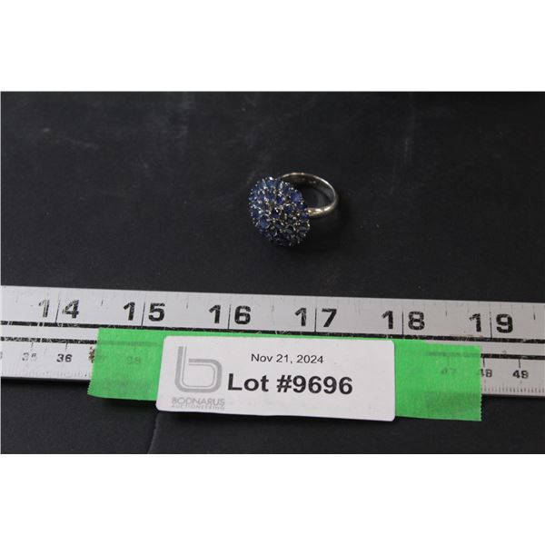 ^ Sterling Silver Blue Sapphire Ring - Size ? - Not Authenticated