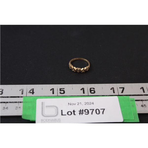 ^ 10K Diamond Ring w/Five Hearts - Not Authenticated