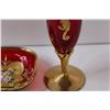 Image 3 : Venetian Red Glass Vase & Matching Candy Dish
