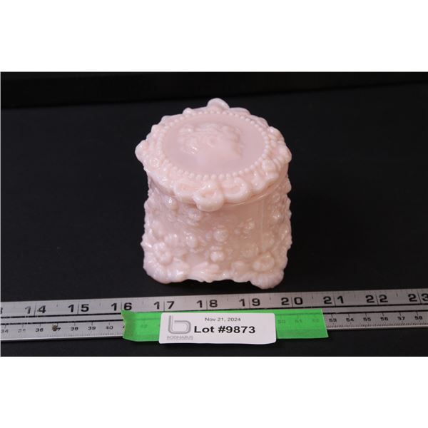 Fostoria Pin Milk Glass Cameo Lady Jewelry Dish