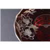 Image 2 : Ruby Red Glass w/Silver Floral Overlay Pattern Serving Plate - 8" Diameter