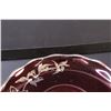 Image 3 : Ruby Red Glass w/Silver Floral Overlay Pattern Serving Plate - 8" Diameter