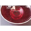Image 5 : Ruby Red Glass w/Silver Floral Overlay Pattern Serving Plate - 8" Diameter