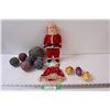 Image 1 : Vintage Santa & Angel, Fabric Christmas Balls & (3) Pepper Ornament Clips