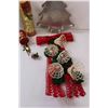 Image 2 : Vintage Christmas Items: Wind Chimes, Cake Pans, Angel, Bow w/Bells
