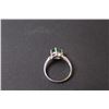 Image 3 : ^ 10K White Gold Ring, Set with Oval Mix Cut Emerald, Six Round Cut Diamonds, w/Certificate