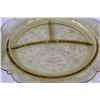 Image 2 : (3) Yellow Depression Glass Divided Plates - 10.5" Diameter - Has Crack, as Pictured