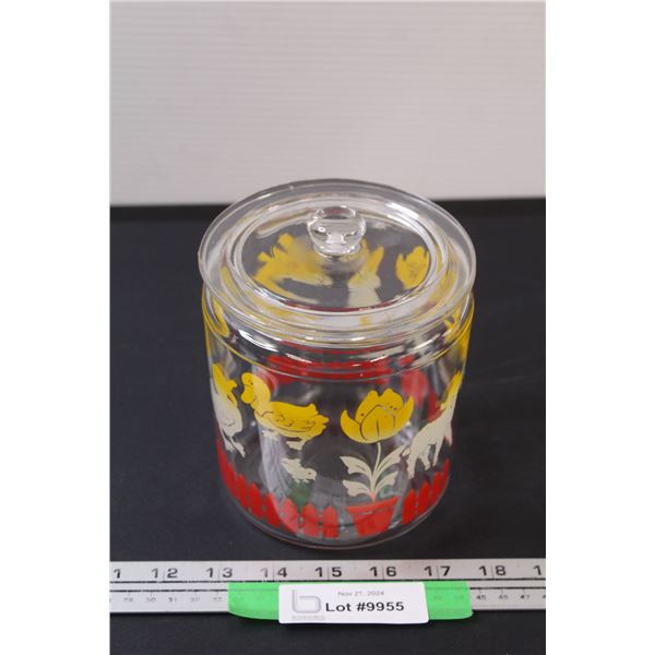 Vintage Anchor Hocking Bunny, Lamb, Duck & Tulip Glass Canister Jar w/Lid - 5.5" x 5"