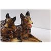 Image 3 : Ceramic Brown Glaze German Shepards Figurine - 7" x 14" - Slight Ding on Ear, as Pictured