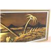 Image 3 : * Black Velvet Painting Of Tropical Scene in Frame - 20" x 46"