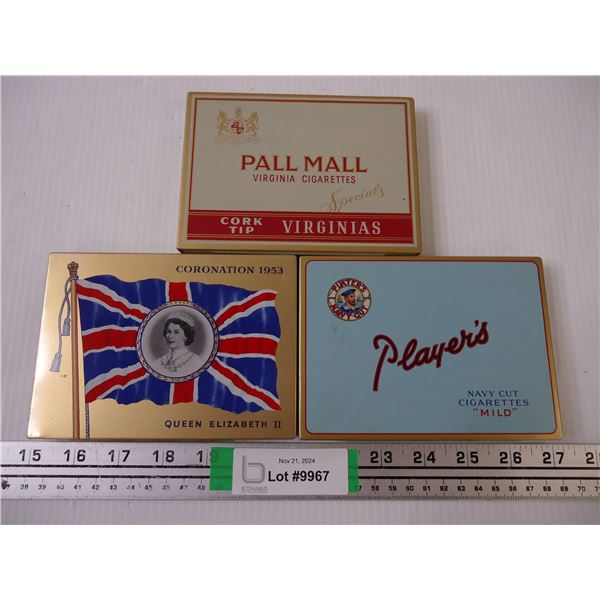 (3) Vintage Tobacco Tins-Players, Pall Mall and MacDonalds Export