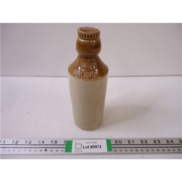 Vintage Stoneware Crockery Bottle "F Gray Hawick" Stamped with 1 Shiel on Lid