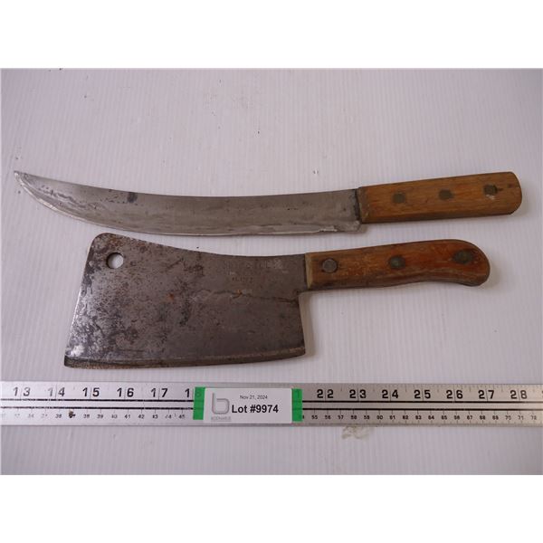 Vintage Butcher Cleaver and Butcher Knife