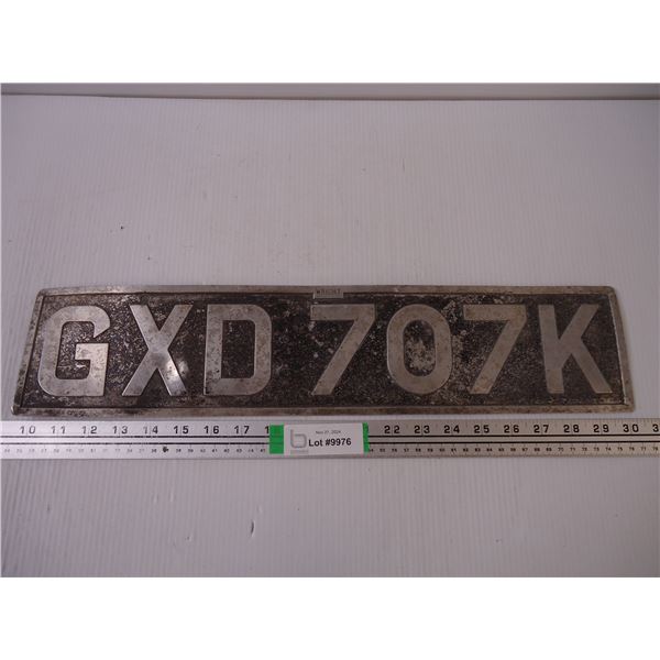 Vintage Great Britain/England License Plate