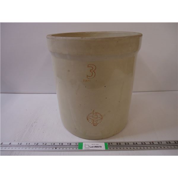 Vintage Medalta 3 Gallon Crock-Medicine Hat Alberta-no cracks