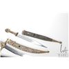 Image 2 : Three sheathed daggers including Syrian curved blade decorative dagger with filigree and brass decor