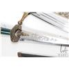 Image 8 : Three sheathed daggers including Syrian curved blade decorative dagger with filigree and brass decor