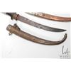 Image 8 : Two curved 17" Moroccan daggers each with engraved silver decorated hilts and sheaths
