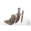Image 2 : Two collectible daggers including Middle Eastern Jambiya with carving knife and decorative silver sc