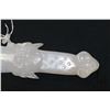 Image 2 : White stone/ jadeite nine ring dao with dragon carving 18" and includes wooden stand