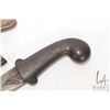 Image 2 : Iranian knife with inlaid and Damascus blade and decoratively engraved sheath 12" and a bronze 10 1/