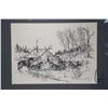 Image 2 : Framed lithograph print of a winter camp scene by artist Don. J. Cardinal '74, overall dimensions in