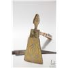 Image 2 : Engraved brass adz with wooden accented handle 11 1/2" and a 11" Afghani knife