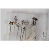 Image 2 : Selection of vintage brooches and stick pins including sterlling silver cravat pin, grouse foot with