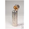 Image 1 : Antique sterling silver perfume, scroll work engraved with gold wash lid and British hallmarks, 3"
