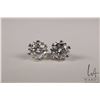 Image 2 : Sterling silver with white gold overlay diamond heart prong earrings, each set with 1 carat lab crea