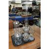 Image 2 : Tray lot of vintage collectible oil lamps including Rayo nickel lamp, two colourless finger lamps et