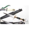 Image 2 : Collection of five knives including turned handles, brass etc. four with sheaths and one small 5 1/2