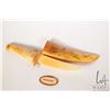 Image 8 : Three Chinese bone/ bone like knives with scrimshaw handles and sheaths, note one with broken handle