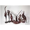 Image 1 : Seven carved birds including cranes, quail, pelican, two eagles and a duck, sizes ranging from 4" ta