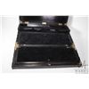 Image 2 : Vintage/ antique writing slope with fitted interior and key, has been refurbished, 17" W X 9 1/2" D 